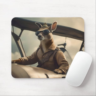 Mousepad "Céus Vintage: O Piloto de Canguru no Avião Velho