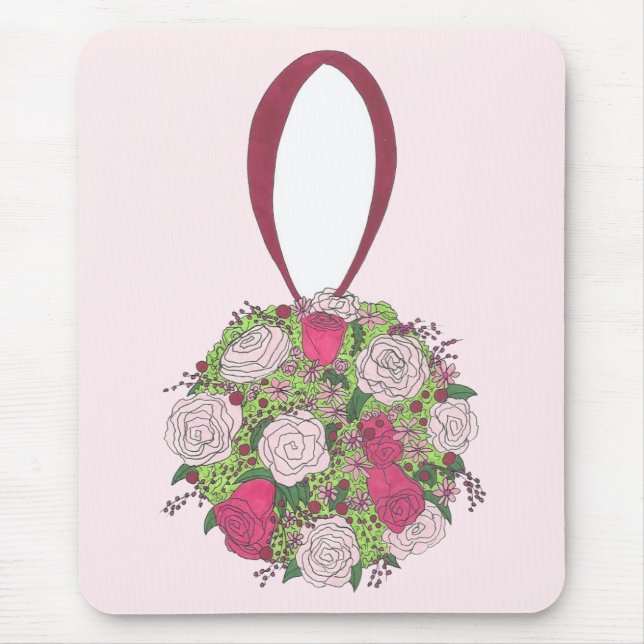 Mousepad Chá de casamento de Buquê de flor rosa rosa rosa (Frente)
