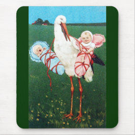 Mousepad CHÁ DE FRALDAS TWIN, cor-de-rosa, azul-lacre