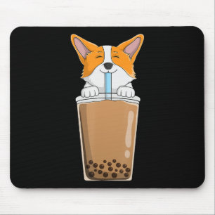 Mousepad Chá de Leite Boba Kawaii Corgi Filhote Anime Japon