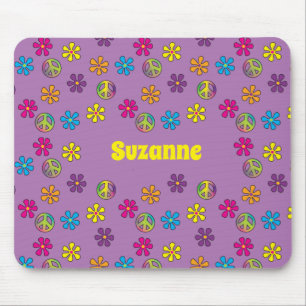 Mousepad Chá Groovy Hippie Peace and Flower