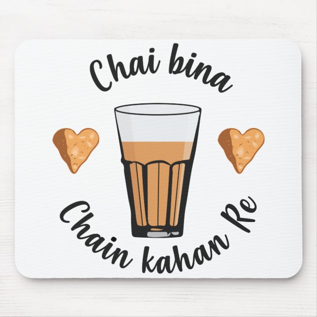 Mousepad Chai Bina Chain Kahan Hindi Cotação Tea Glass Samo (Frente)