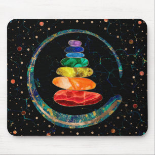 Mousepad Chakras Zen Stones e Enso circundam