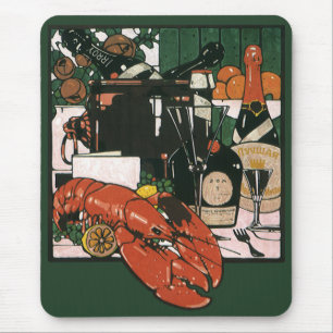 Mousepad Champagne de Lagosta Vintage; Festa Elegante e Chi