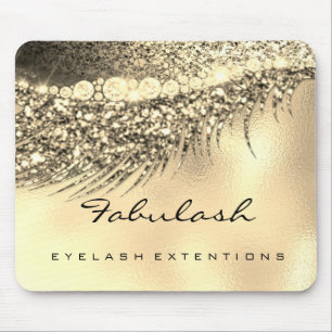 Mousepad Champaigne Lux Dourado Glitter Beleza Lashes Nome