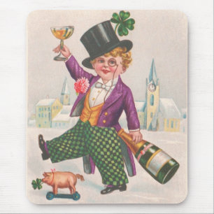 Mousepad Champanhe Shamrock do Dia de São Patrício Vintage