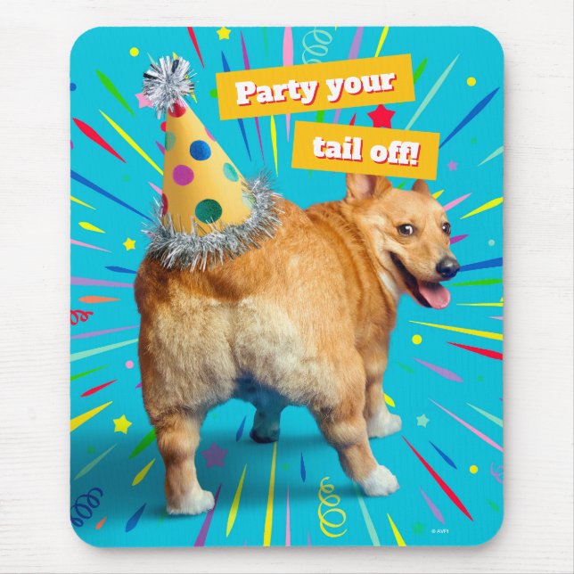 Mousepad Chapéu de Aniversário Bumbum de Corgi (Frente)