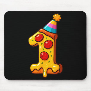 Mousepad Chapéu de Aniversário de 1 Ano de Idade Pizza Bday