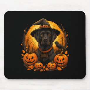 Mousepad Chapéu de Bruxa de Halloween do Labrador Preto Abó