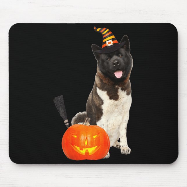 Mousepad Chapéu de Bruxa de Halloween para Akita (Frente)