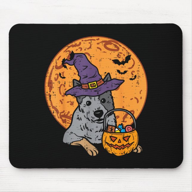 Mousepad Chapéu de Bruxa Lua Jack O Lantern Halloween (Frente)