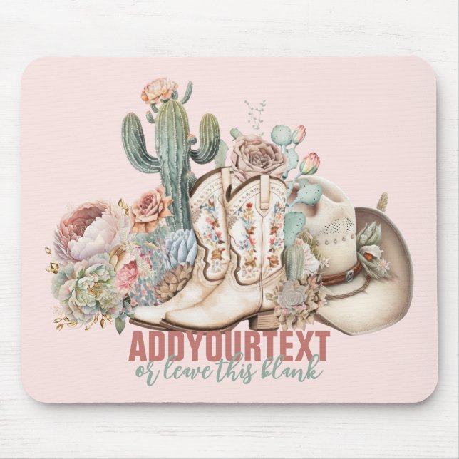 Mousepad Chapéu de cowboy bota cowboy do deserto do Boho (Frente)