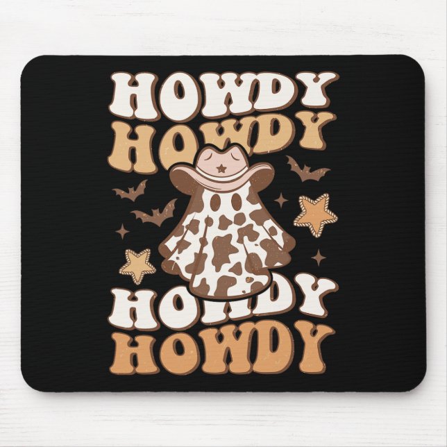 Mousepad Chapéu de Cowboy Morcegos Fantasmas Rodeio Ocident (Frente)
