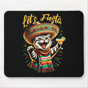 Mousepad Chapéu de Festa Mexicano Gato Cinco De Mayo Fu