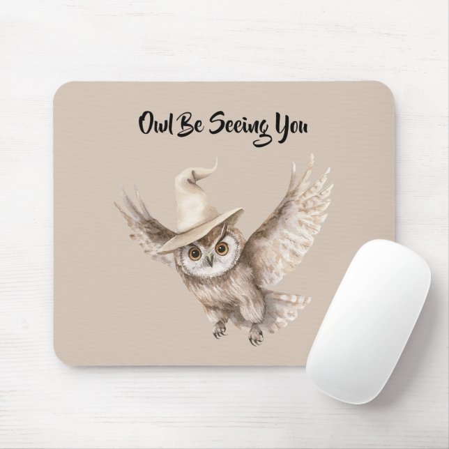 Mousepad Chapéu de Halloween Coruja Vai Te Ver (Com mouse)