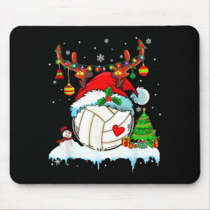 Mousepad Chapéu de Natal de Volei Engraçado Luzes de Renas