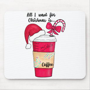 Mousepad Chapéu de Natal Vermelho Fofo de Café Cane de Açúc