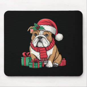 Mousepad Chapéu de Papai Noel com Luzes de Natal Bulldog In