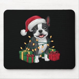 Mousepad Chapéu de Papai Noel com Luzes de Natal Cachorro B