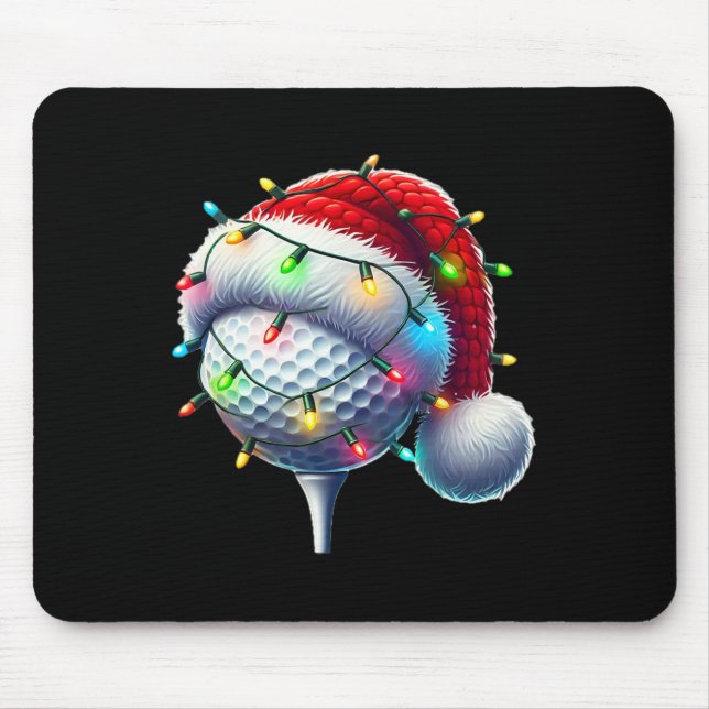 Mousepad Chapéu de Papai Noel de Bola de Golfe Natal Golfe  (Frente)