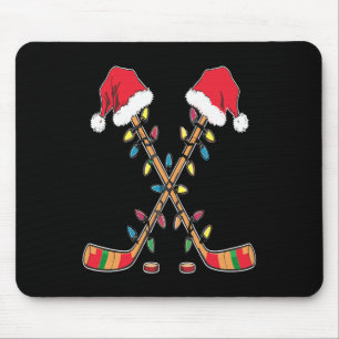 Mousepad Chapéu de Papai Noel de Hockey Luzes de Natal Espo