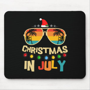 Mousepad Chapéu de Papai Noel de Natal em Julho Óculos de S