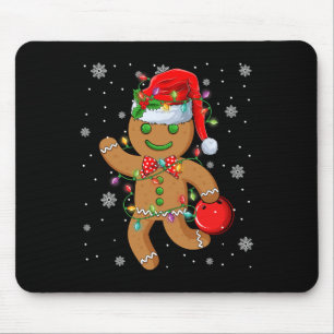 Mousepad Chapéu de Papai Noel de Pão de Mel Jogando Boliche
