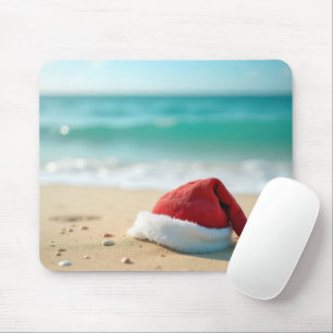 Mousepad Chapéu de Papai Noel em uma praia tropical