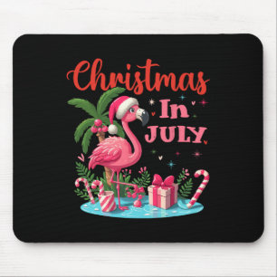 Mousepad Chapéu de Papai Noel Flamingo Rosa Natal Em Julho