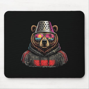 Mousepad Chapéu de Ralo de Queijo de Urso Retro Arte Usada
