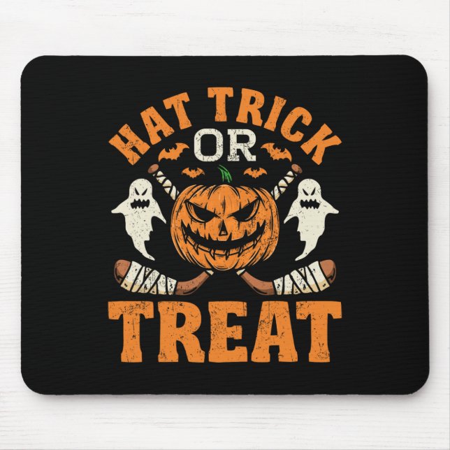Mousepad Chapéu de Truque ou Tratamento de Jogador de Hóque (Frente)