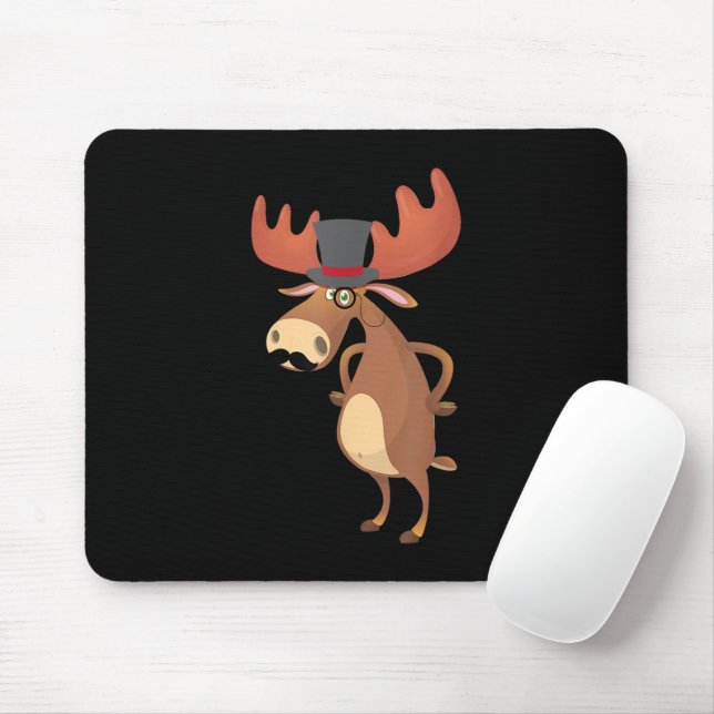 Mousepad Chapéu Engraçado de Alce Bigode Amante de Animais (Com mouse)
