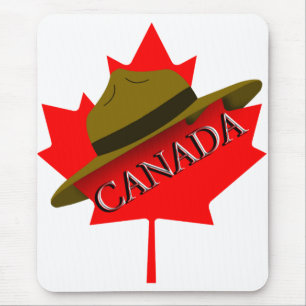 Mousepad Chapéu Montado Canadiano no Folha Vermelho do Mapl