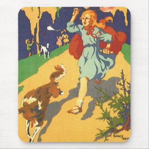 Mousepad Chapeuzinho Vermelho Vintage, Cachorro e Balões