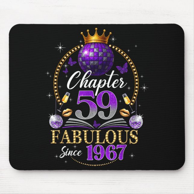 Mousepad Chapter 59 Since 1967 Purple Disco Ball 59th Birth (Frente)