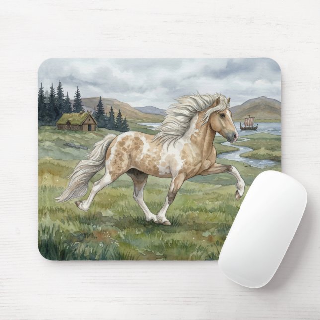 Mousepad Charismatic Pinto Icelandic Mare watercolor (Com mouse)
