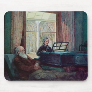 Mousepad Charles Darwin e sua esposa no piano