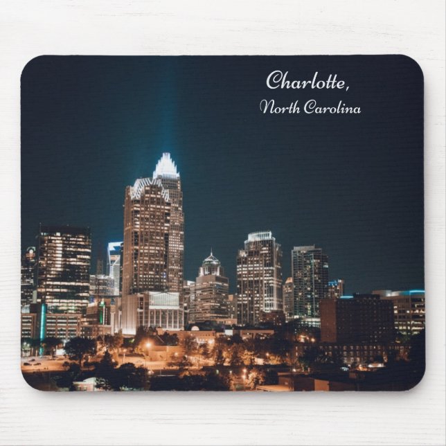 Mousepad Charlotte North Carolina City Skyline Night (Frente)
