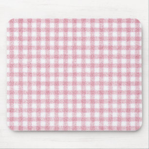 Mousepad Charme de Xadrez Rosa e Branco Aveludado