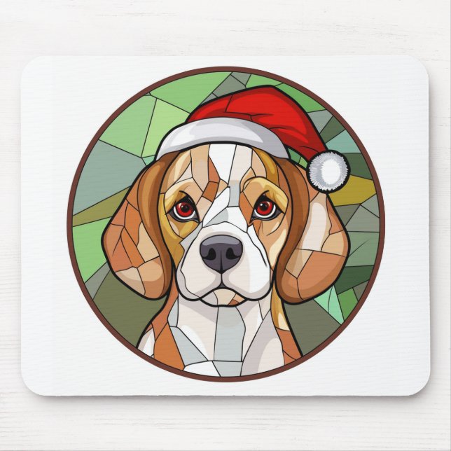 Mousepad Charming Canine Cheer: Beagle temeu o Natal (Frente)