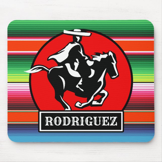 Mousepad Charro Horse, nome personalizado, sérvia mexicana  (Frente)