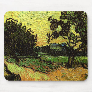 Mousepad Chateau Auvers Landscape Twilight Van Gogh Fine