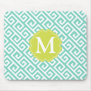 Mousepad Chave grega azul do Aqua elegante personalizada