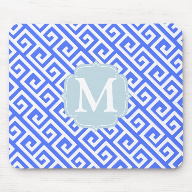 Mousepad Chave grega dos azuis cobaltos elegantes (Frente)
