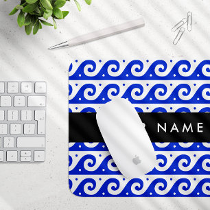 Mousepad Chave Grega Meander, Chave Wave, Azul, Seu Nome