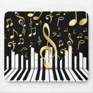 Mousepad Chaves de piano para Nota de Música Dourada de lux