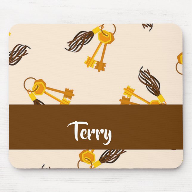 Mousepad Chaves Douradas da casa a rosa (Frente)