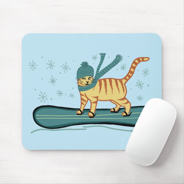 Mousepad CHECAR MEOWT Snowboard Cat (Com mouse)