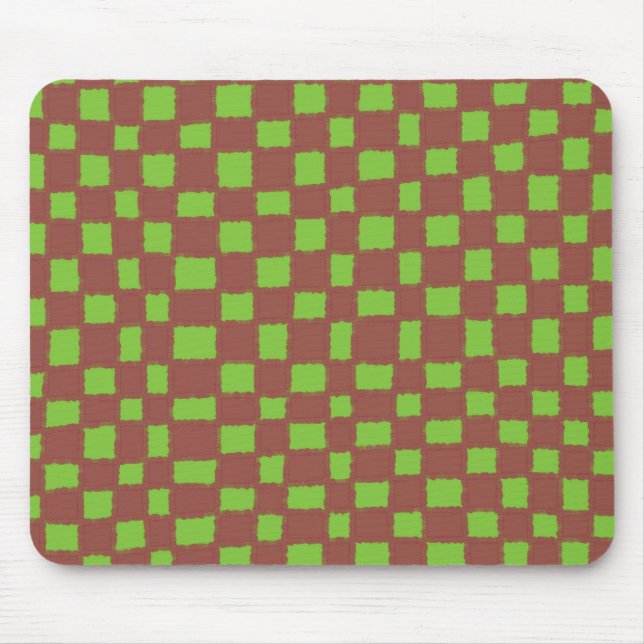 Mousepad Checkboard verde e marrom clássico e Na moda (Frente)