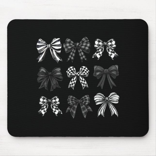 Mousepad Checkered Bow Coquette Funny Gift Tee Women, Men  (Frente)